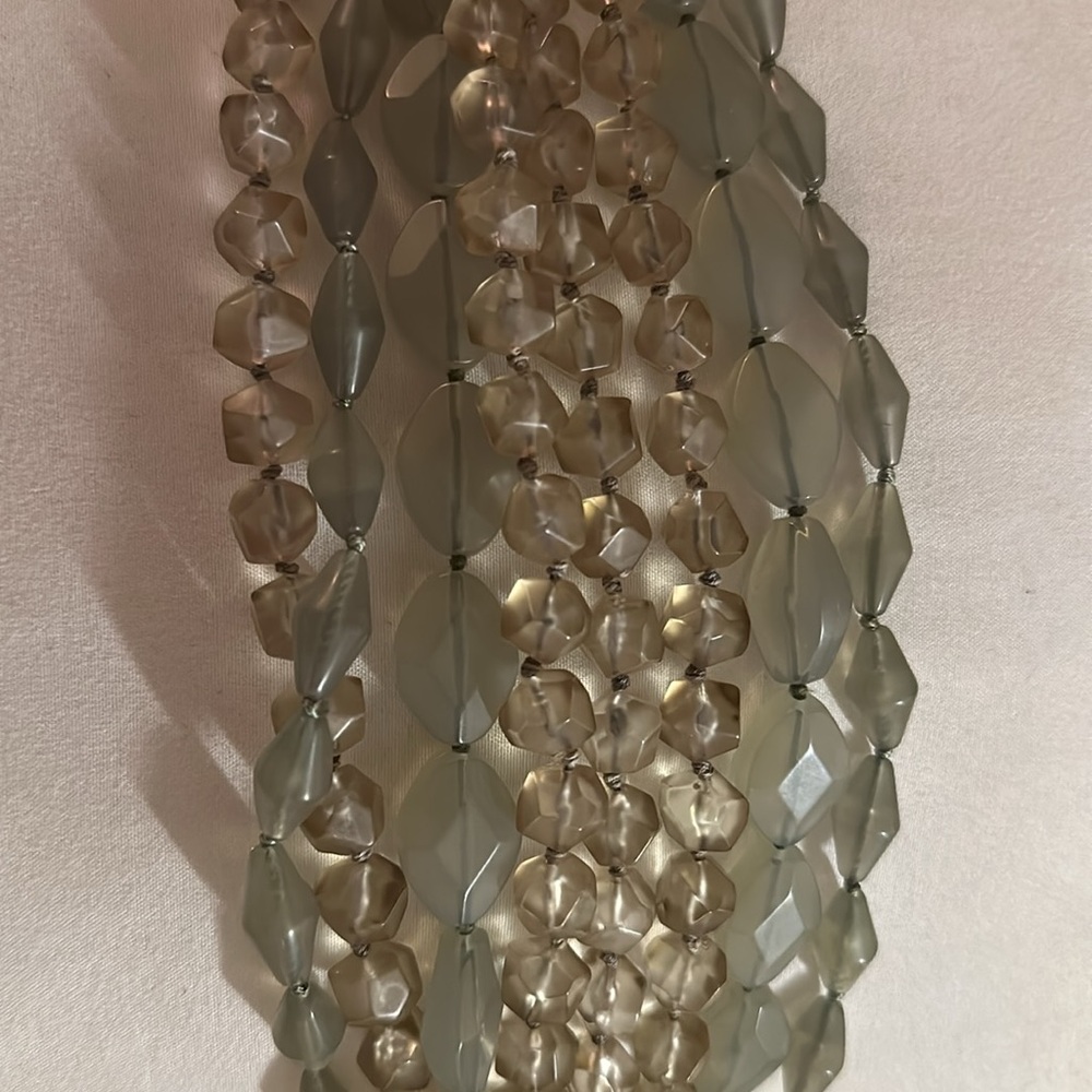 Multi Layer Light Jade Chunky Statement Beaded Ne… - image 2